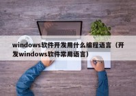 windows软件开发用什么编程语言（开发windows软件常用语言）